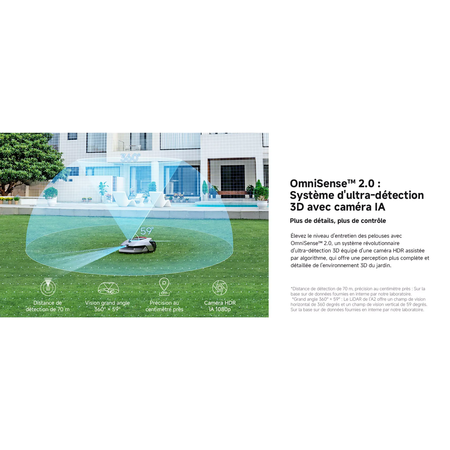 Robot tondeuse DREAME A2 sans fil périphérique, 2000 m² de superficie, grands terrains et fortes pentes (jusqu'à 45%)