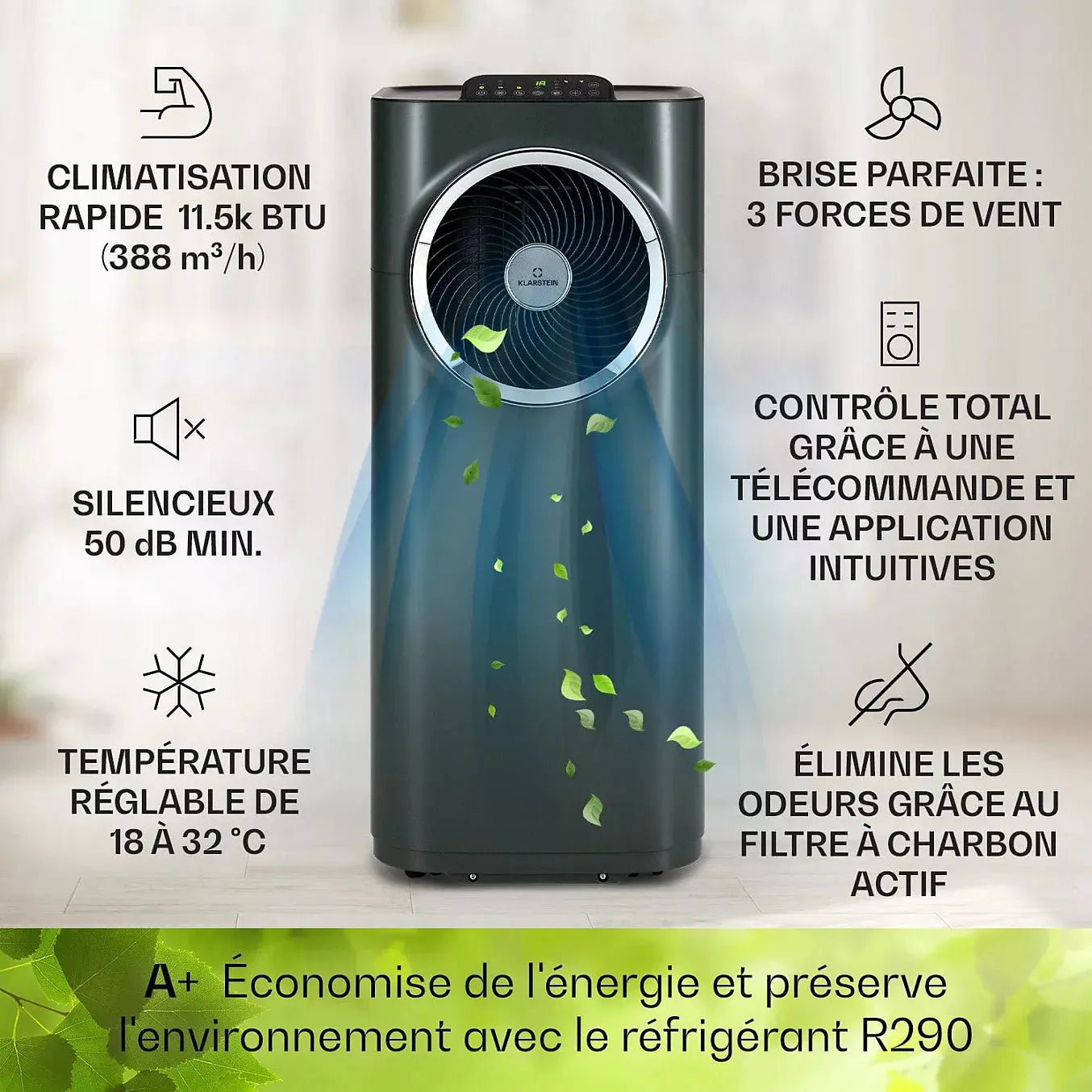 Climatiseur KLARSTEIN Kraftwerk Eco Smart 11 - Noir