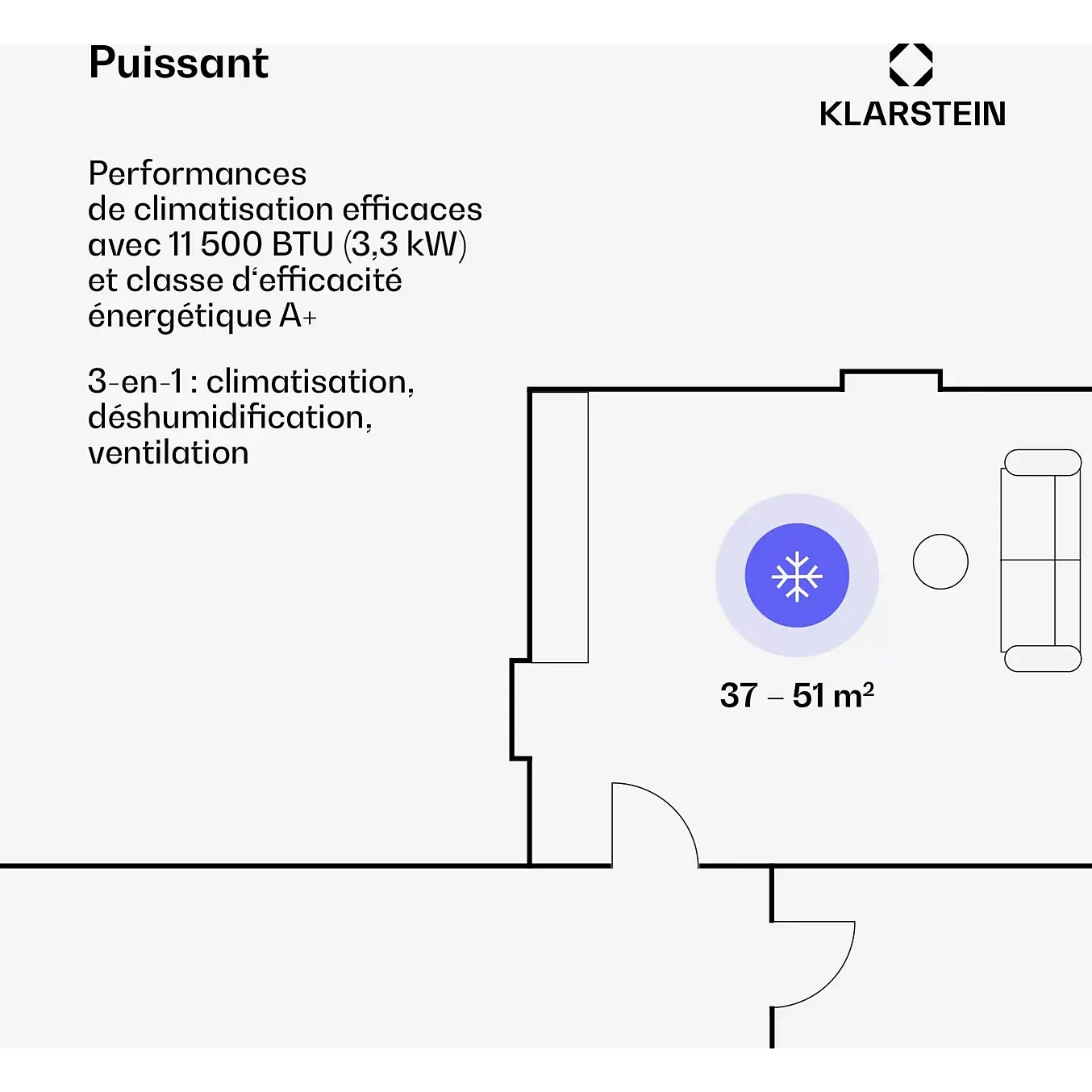 Climatiseur KLARSTEIN Kraftwerk Eco Smart 3en1 11500 BTU App