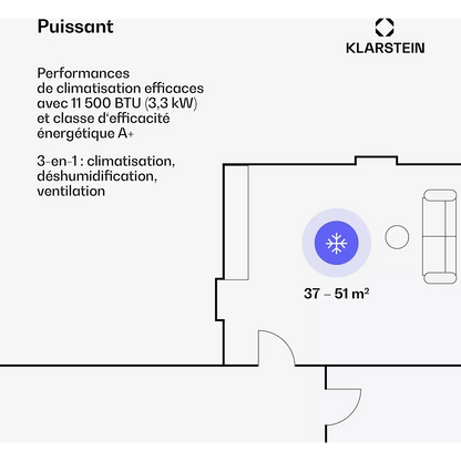 Climatiseur KLARSTEIN Kraftwerk Eco Smart 3en1 11500 BTU App