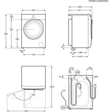 Lave linge séchant hublot  ELECTROLUX	EW7IW4285BW