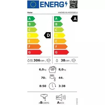 Lave linge séchant hublot HAIER HWD80-B14959S8FR