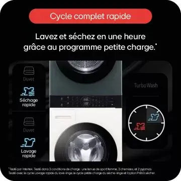 Lave linge séchant hublot  LG F214WT8GRBE Washtower