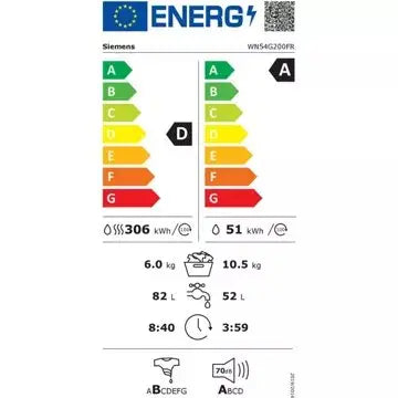 Lave linge séchant hublot  SIEMENS WN54G200FR iQ500