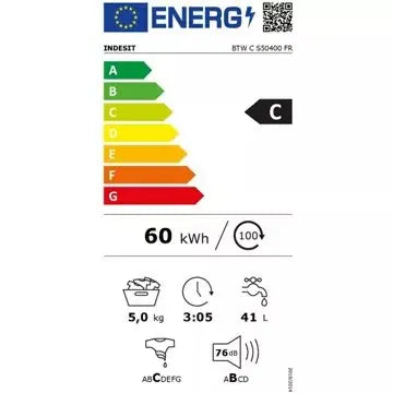 Lave linge top	INDESIT	BTWCS50400FR