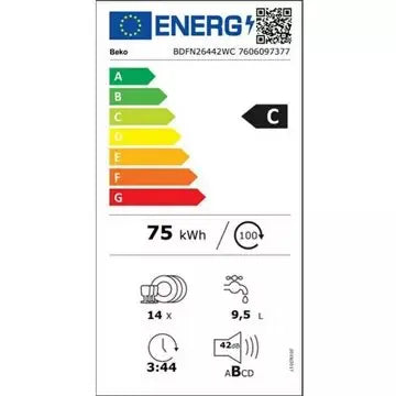 Lave vaisselle 60 cm	BEKO	BDFN26442WC
