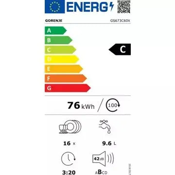 Lave vaisselle 60 cm	GORENJE GS673C60X