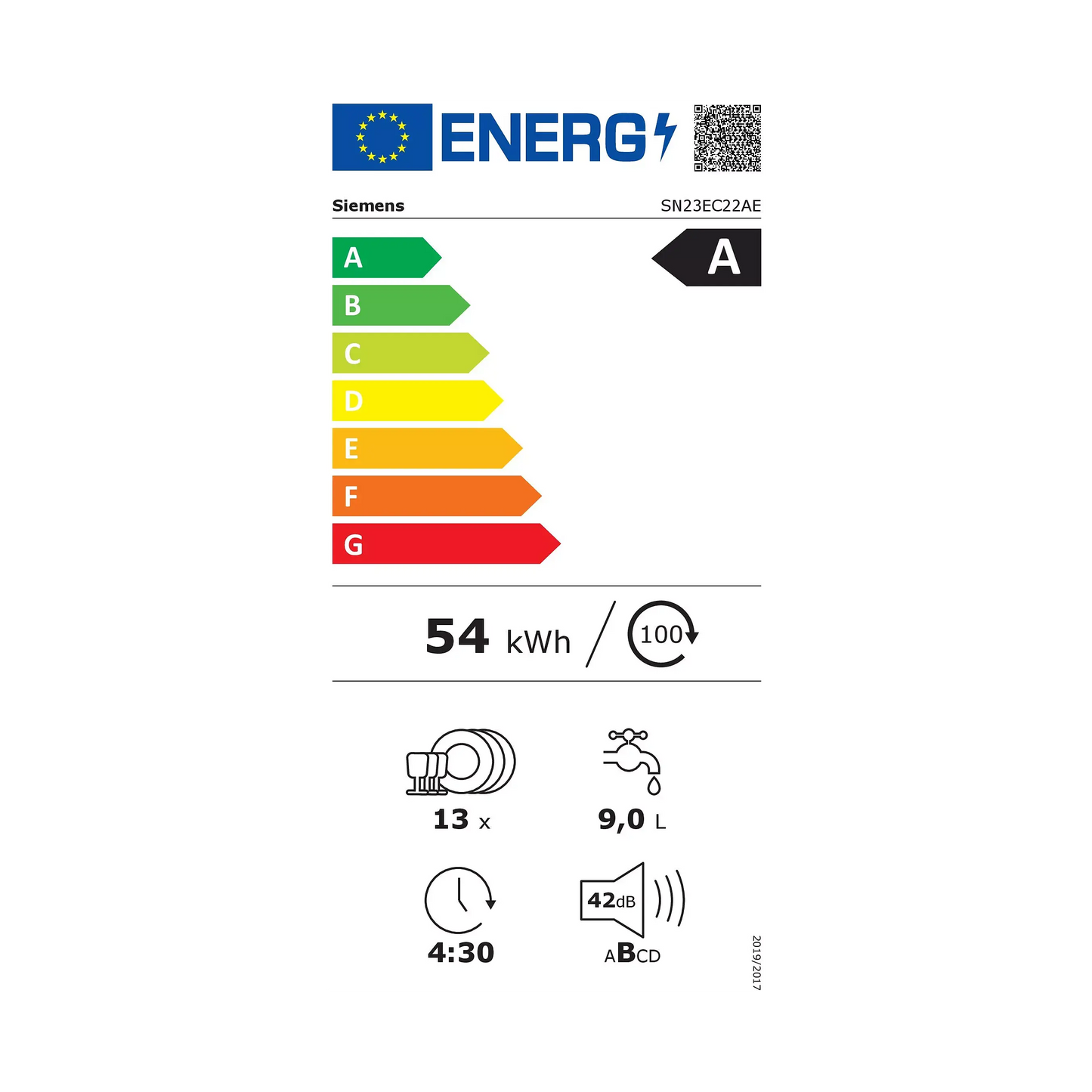 Lave vaisselle 60 cm SIEMENS SN23EC22AE, varioSpeed Plus, Acier brossé noir DUMANOIR