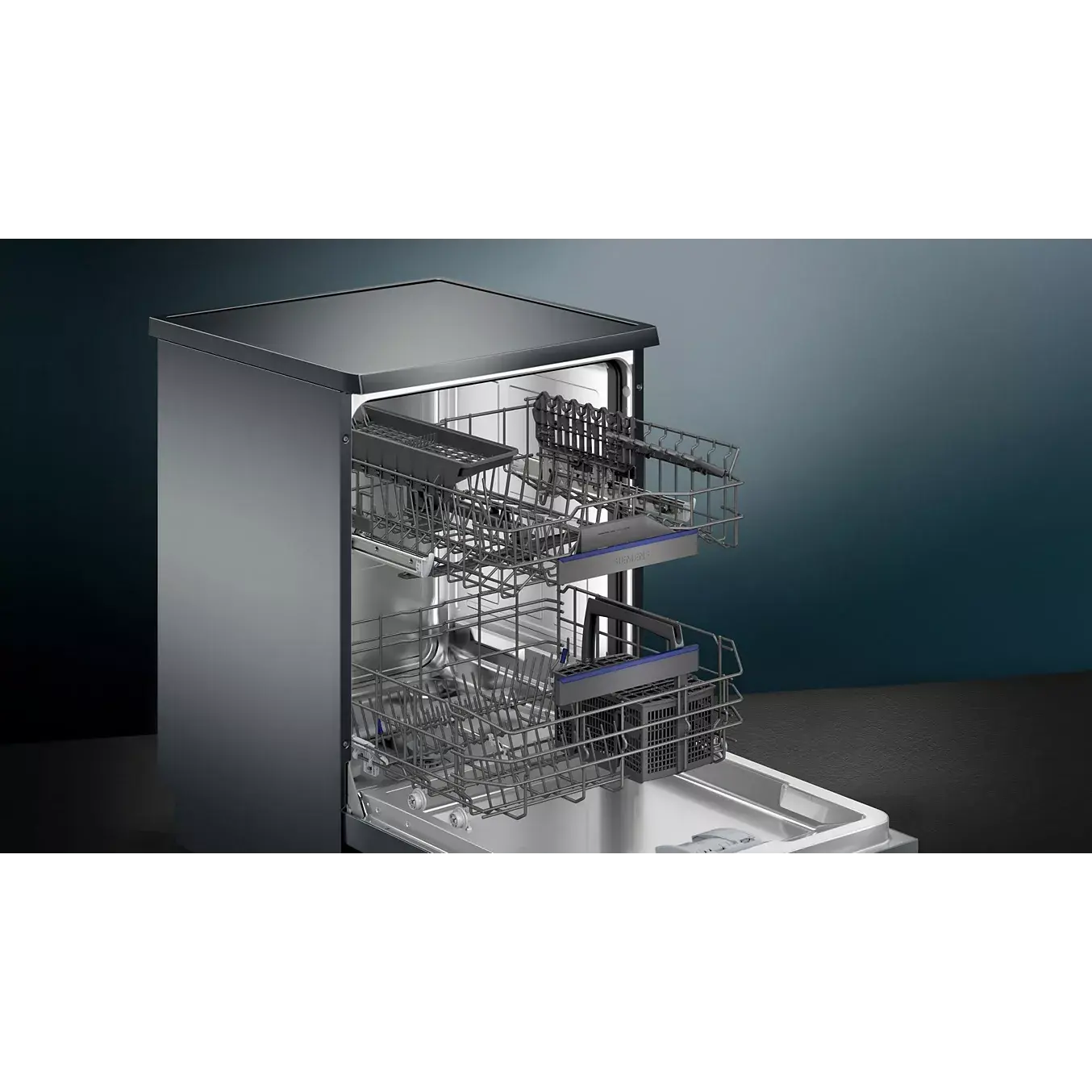 Lave vaisselle 60 cm SIEMENS SN23EC22AE, varioSpeed Plus, Acier brossé noir DUMANOIR