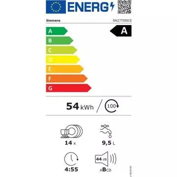 Lave vaisselle 60 cm SIEMENS	SN27TI00CE iQ700 séchage Zeolith®