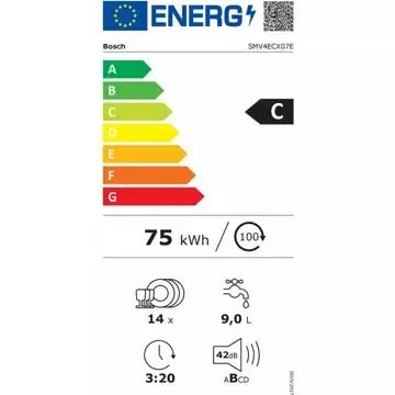 Lave vaisselle encastrable 	BOSCH	SMV4ECX07E Serenity Série 4 Silence Plus