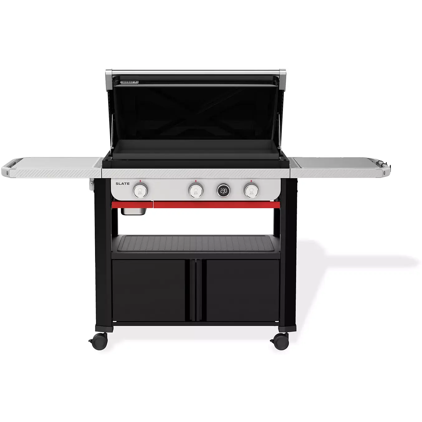 Plancha gaz WEBER black 3 brûleurs sur chariot, 76x46 cm