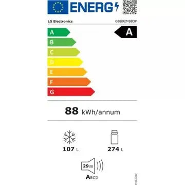 Réfrigérateur combiné	LG	GBB92MBB3P