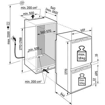 Réfrigérateur combiné encastrable 							LIEBHERR				ICBNbsci5173-22 BioFresh