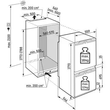 Réfrigérateur combiné encastrable 							LIEBHERR				ICBNdi5123-22 Biofresh