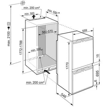 Réfrigérateur combiné encastrable 							LIEBHERR				ICD5123-20 PowerCooling