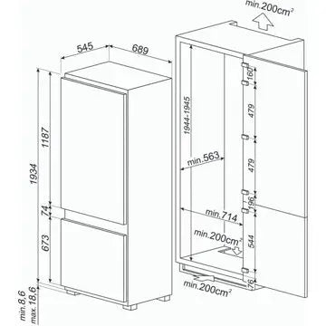 Réfrigérateur combiné encastrable  SMEG	C475VE