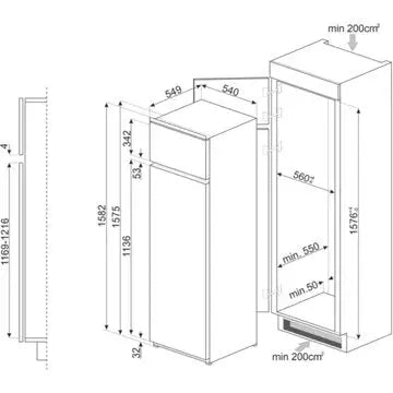 Réfrigérateur combiné encastrable  SMEG	D4152E