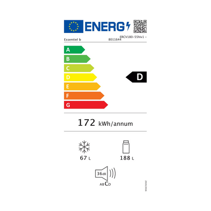 Réfrigérateur combiné ESSENTIELB ERCV180-55hiv1