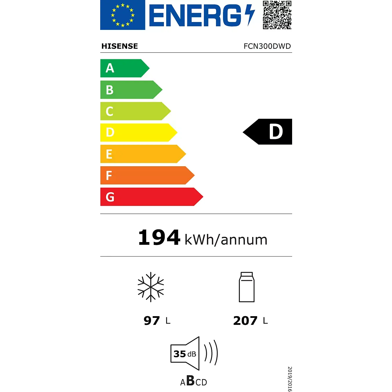 Réfrigérateur combiné HISENSE FCN300DWD DUMANOIR