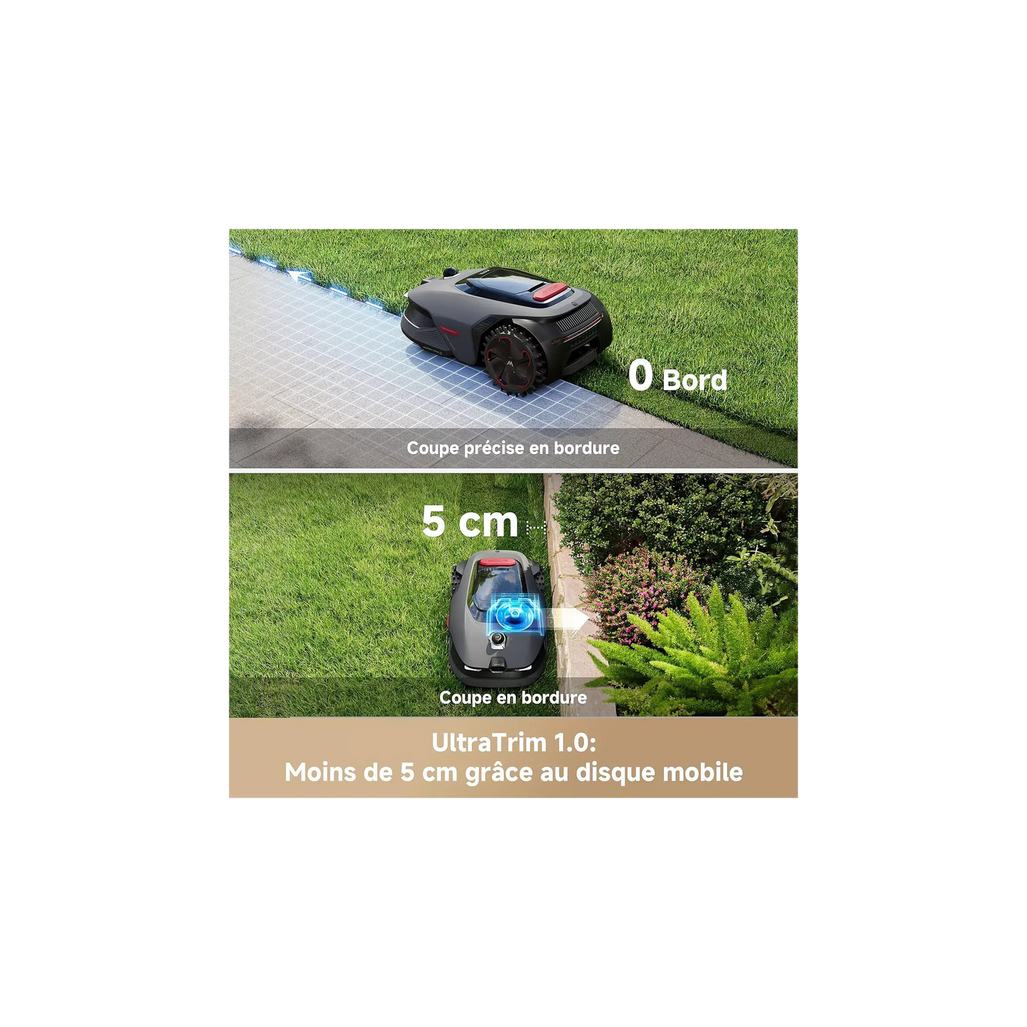 Robot tondeuse MOVA Lidax 800 sans fil périphérique, 800 m² de superficie, hauteur de coupe réglable jusqu'à 10cm