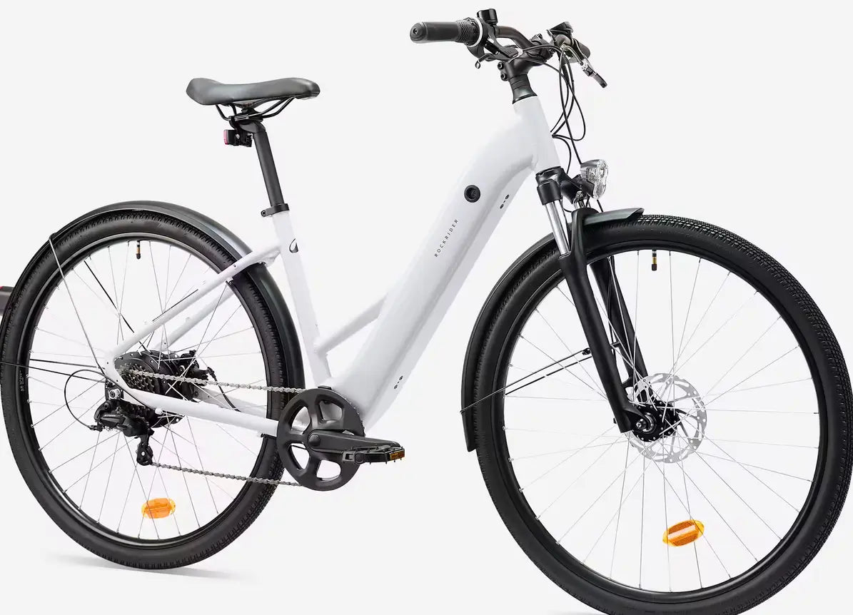 Vélo tout chemin électrique cadre bas, E-ACTV 100 gris perle