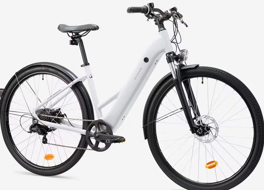 Vélo tout chemin électrique cadre bas, E-ACTV 100 gris perle