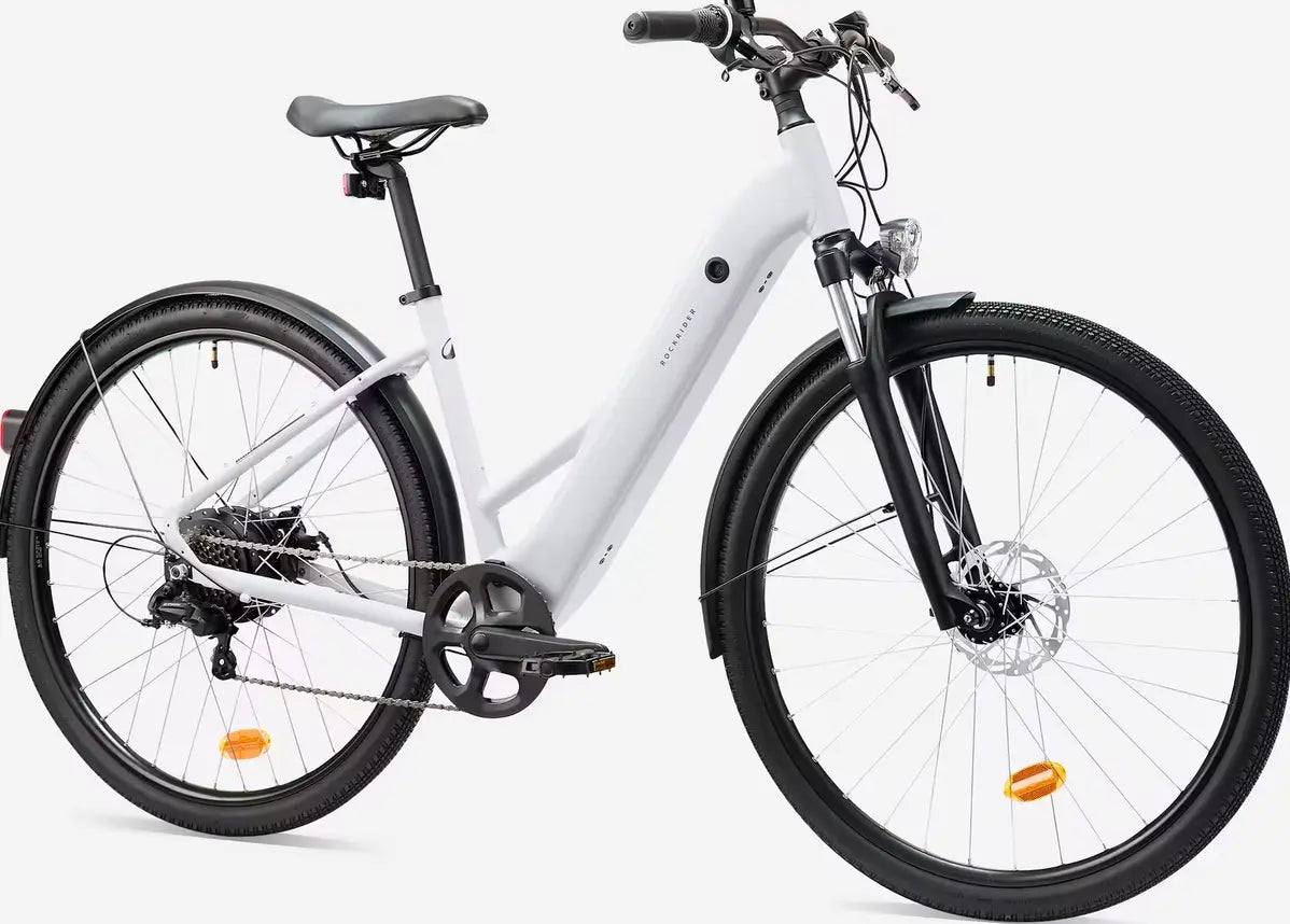 Vélo tout chemin électrique cadre bas, E-ACTV 100 gris perle
